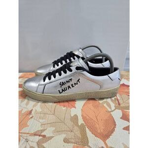 YSL Saint Laurent Court Classic Sneakers Silver Black EU 39 Women’s Size 9